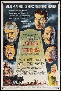 2j220 COMEDY OF TERRORS 1sh 1964 Boris Karloff, Peter Lorre, Vincent Price, Joe E. Brown, Tourneur!