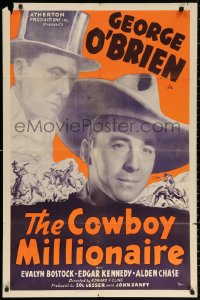 2j231 COWBOY MILLIONAIRE 1sh R1940s dude ranch owner George O'Brien loves English Evalyn Bostock!