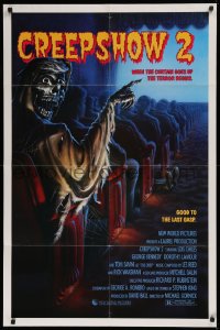 2j237 CREEPSHOW 2 1sh 1987 Tom Savini, great Winters artwork of skeleton Creep in theater!