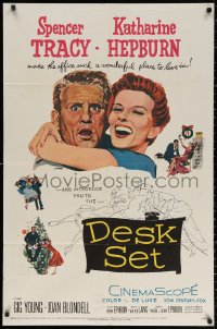 2j261 DESK SET 1sh 1957 Spencer Tracy & Katharine Hepburn make the office a wonderful place!