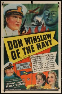 2j272 DON WINSLOW OF THE NAVY 1sh 1941 entire serial, Don Terry in the title role, John Litel!