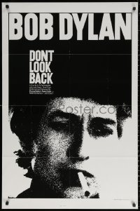 2j274 DON'T LOOK BACK 1sh R1983 D.A. Pennebaker, super c/u of Bob Dylan with cigarette in mouth!