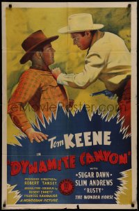 2j286 DYNAMITE CANYON 1sh 1941 western cowboy Tom Keene fighting Kenne Duncan, ultra-rare!