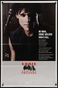 2j289 EDDIE & THE CRUISERS 1sh 1983 close up of Michael Pare with microphone, rock 'n' roll!