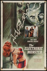 2j292 ELECTRONIC MONSTER 1sh 1960 Rod Cameron, artwork of sexy girl shocked by electricity!