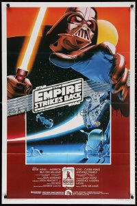 2j296 EMPIRE STRIKES BACK Kilian fan club 1sh R1990 George Lucas, Darth Vader head in space!