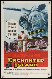 2j300 ENCHANTED ISLAND 1sh 1958 Dana Andrews dared to love a cannibal princess Jane Powell!