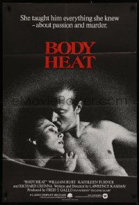 2j004 BODY HEAT English 1sh 1982 great image of sexy Kathleen Turner & barechested William Hurt!