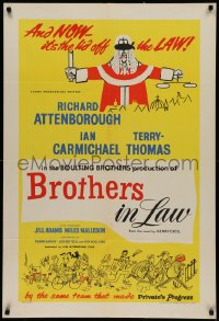 2j005 BROTHERS IN LAW English 1sh 1957 Boulting Brothers, Richard Attenborough, art by Ffolkes!