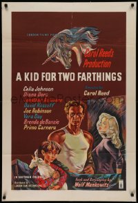 2j015 KID FOR TWO FARTHINGS English 1sh 1956 art of sexy Diana Dors, directed by Carol Reed!