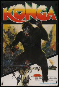 2j017 KONGA English 1sh 1961 great different art of giant angry ape terrorizing London!