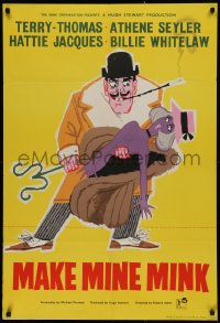 2j019 MAKE MINE MINK English 1sh 1961 artwork of Terry-Thomas stealing sexy woman's clothes!