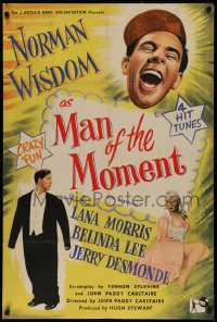 2j020 MAN OF THE MOMENT English 1sh 1955 art of Norman Wisdom, Lana Morris & Belinda Lee!