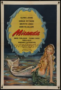 2j022 MIRANDA English 1sh 1948 wonderful art of sexy topless mermaid Glynis Johns, ultra-rare!