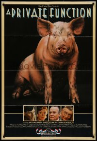 2j028 PRIVATE FUNCTION English 1sh 1984 Michael Palin, Maggie Smith, great pig art!