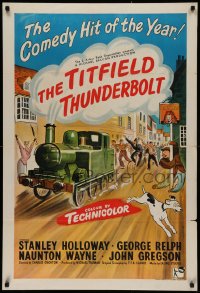2j037 TITFIELD THUNDERBOLT English 1sh 1953 Stanley Holloway, cool artwork of runaway train!
