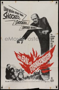 2j309 EVIL OF FRANKENSTEIN 1sh 1964 Cushing, Hammer, he's back & no one can stop him!
