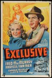 2j313 EXCLUSIVE Other Company 1sh 1937 different artwork of Frances Farmer hugging Fred MacMurray!