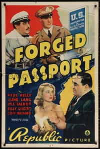 2j340 FORGED PASSPORT 1sh 1939 Paul Kelly, sexy June Lang, customs agent drama!