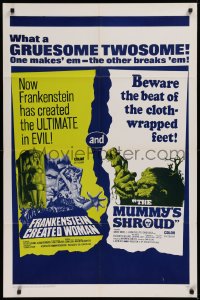 2j343 FRANKENSTEIN CREATED WOMAN/MUMMY'S SHROUD 1sh 1967 Hammer horror double bill!