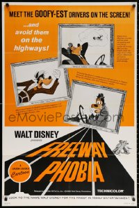 2j344 FREEWAY PHOBIA 1sh 1965 Walt Disney, images of Goofy, avoid him on the highway!