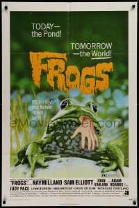 2j352 FROGS 1sh 1972 great horror art of man-eating amphibian, today the pond - tomorrow the world!