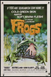 2j351 FROGS 1sh 1972 great horror art of man-eating amphibian, if you are squeamish stay home!