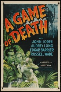 2j359 GAME OF DEATH 1sh 1945 Robert Wise's version of The Most Dangerous Game!