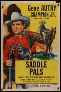 2j370 GENE AUTRY 1sh 1953 art of Gene Autry & riding Champion Jr., Saddle Pals!