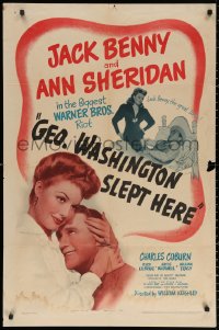 2j371 GEORGE WASHINGTON SLEPT HERE 1sh 1942 Ann Sheridan & Jack Benny, Hart & George S. Kaufman!