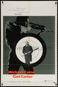 2j373 GET CARTER 1sh 1971 cool different image of Michael Caine w/ shotgun & sniper with rifle!