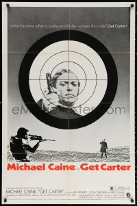 2j374 GET CARTER style B 1sh 1971 cool different image of Michael Caine in sniper's sights!