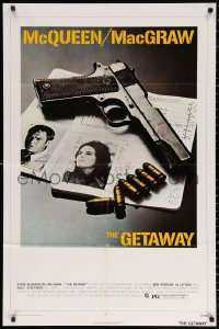 2j375 GETAWAY 1sh 1972 Steve McQueen, McGraw, Sam Peckinpah, cool gun & passports image!
