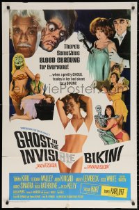 2j378 GHOST IN THE INVISIBLE BIKINI 1sh 1966 Boris Karloff + sexy girls & wacky horror images!