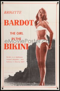 2j383 GIRL IN THE BIKINI 1sh 1958 sexy full-length Brigitte Bardot in skimpy swimsuit!