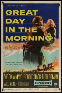 2j400 GREAT DAY IN THE MORNING 1sh 1956 art of Robert Stack & sexy Virginia Mayo!