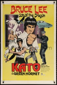 2j403 GREEN HORNET 1sh 1974 cool art of Van Williams & giant Bruce Lee as Kato!