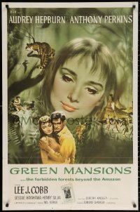 2j404 GREEN MANSIONS int'l 1sh 1959 art of Audrey Hepburn & Anthony Perkins by Joseph Smith!