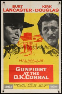 2j410 GUNFIGHT AT THE O.K. CORRAL 1sh 1957 Burt Lancaster, Kirk Douglas, directed by John Sturges!