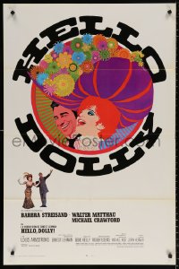 2j427 HELLO DOLLY int'l Spanish language 1sh 1969 art of Barbra Streisand & Walter Matthau by Amsel!