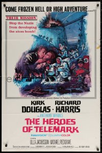 2j430 HEROES OF TELEMARK 1sh 1966 Kirk Douglas & Richard Harris stop Nazis making atom bomb!