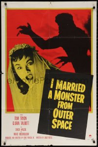 2j454 I MARRIED A MONSTER FROM OUTER SPACE 1sh 1958 great image of Gloria Talbott & alien shadow!