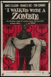 2j457 I WALKED WITH A ZOMBIE 1sh R1956 classic Val Lewton & Jacques Tourneur voodoo horror!