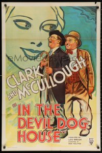 2j463 IN THE DEVILDOG HOUSE 1sh 1934 Clark & McCullough trail prank-pulling husband, ultra-rare!