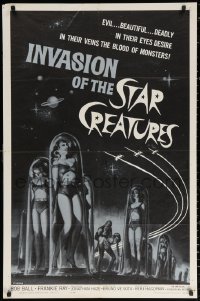 2j468 INVASION OF THE STAR CREATURES 1sh 1962 evil, beautiful, monster blood in their veins!