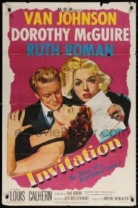 2j470 INVITATION 1sh 1952 Van Johnson, Dorothy McGuire, Ruth Roman, story of a borrowed love!