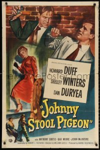 2j484 JOHNNY STOOL PIGEON 1sh 1949 directed by William Castle, Howard Duff & sexy Shelley Winters!