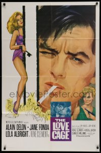 2j488 JOY HOUSE int'l 1sh 1964 Rene Clement's Love Cage, art of sexy Jane Fonda & Alain Delon!