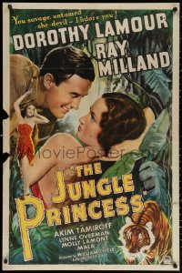 2j493 JUNGLE PRINCESS 1sh R1946 Ray Milland with sexy Dorothy Lamour in the tropics, ultra-rare!