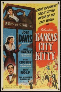 2j495 KANSAS CITY KITTY 1sh 1944 Joan Davis, radio & screen's favorite funstar, Bob Crosby, Frazee